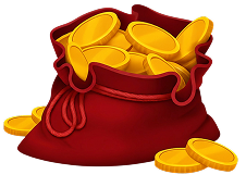 Small bag of coins representing commission